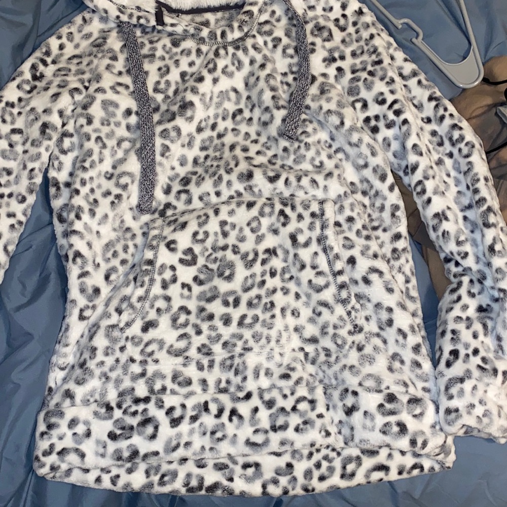 plush cheetah print hoodie